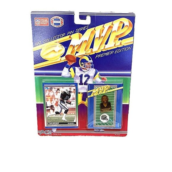 Vintage 1990 NFL MVP Collector Pin Series Tim Brown Raiders ACE Premier Edition - Picture 1 of 2